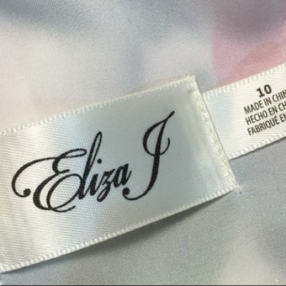 Eliza J Crepe de Chine Pink Dropped Waist Dress Open Back Subtle High Low Sz 10 - Picture 9 of 9